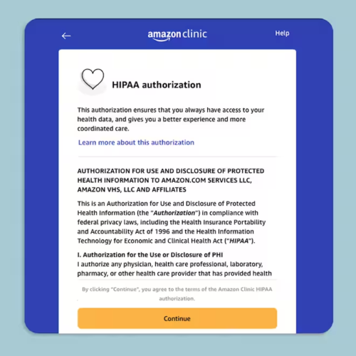 To become an Amazon Clinic patient, first you sign away some privacy